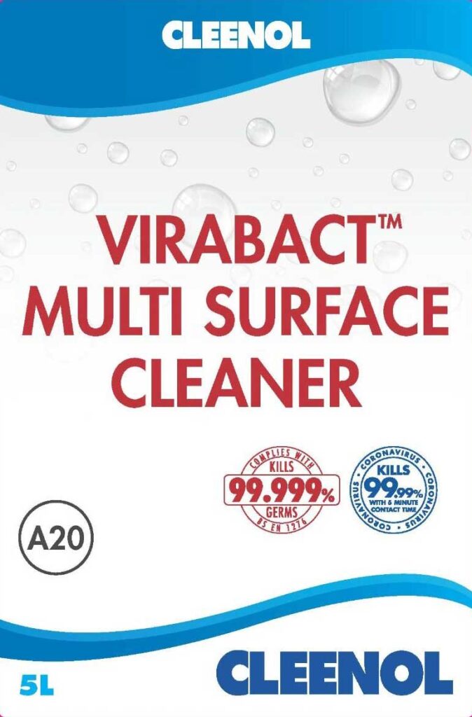 Cleenol Virabact multi surface cleaner poster.