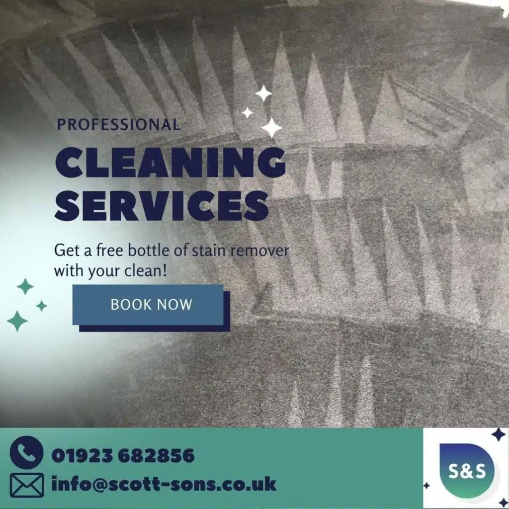 Banner for Scott & Sons carpet cleaning services, showcasing professional cleaning solutions.